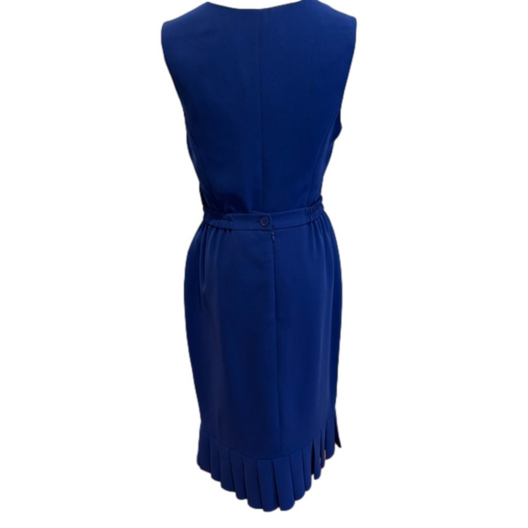 90s 3 PC NIGHT STUDIO NY BLUE W RHINESTONE BORDERED BLAZER, TOP & MIDI SKIRT 6 - Picture 9 of 17